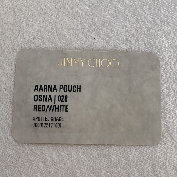 Brand New Jimmy Choo Aarna Pouch Red/White Spotted Snake Print - Picture 6 of 6